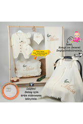 4 Katlı Müslin Düğmeli Tulum %100 Pamuk Hastane Çıkışı-Hediyelik (Kişiye Özgü İsimli Nakış Desenli)