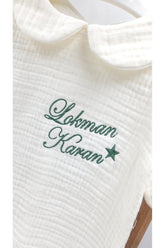 4 Katlı Müslin 2'li Hastane Çıkış Mevlüt Seti %100 Pamuk Organik (Kişiye Özgü İsimli Nakış Desenli)