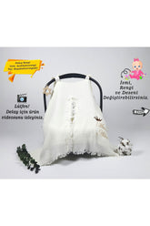 %100 Pamuk 4Katlı Nefes Alabilen Müslin Kumaş Püsküllü Puset Örtüsü(Kişiye Özgü İsimli Nakış Desenl)