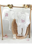 Yeni Doğan Dantelli 3'lü Hastane Çıkış Tulum Seti
