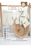 Yeni Doğan Burümcük Müslin Kumaş %100Pamuk 4’lü Hastane Çıkış Seti(Kişiye Özgü İsimli Nakış Desenli)