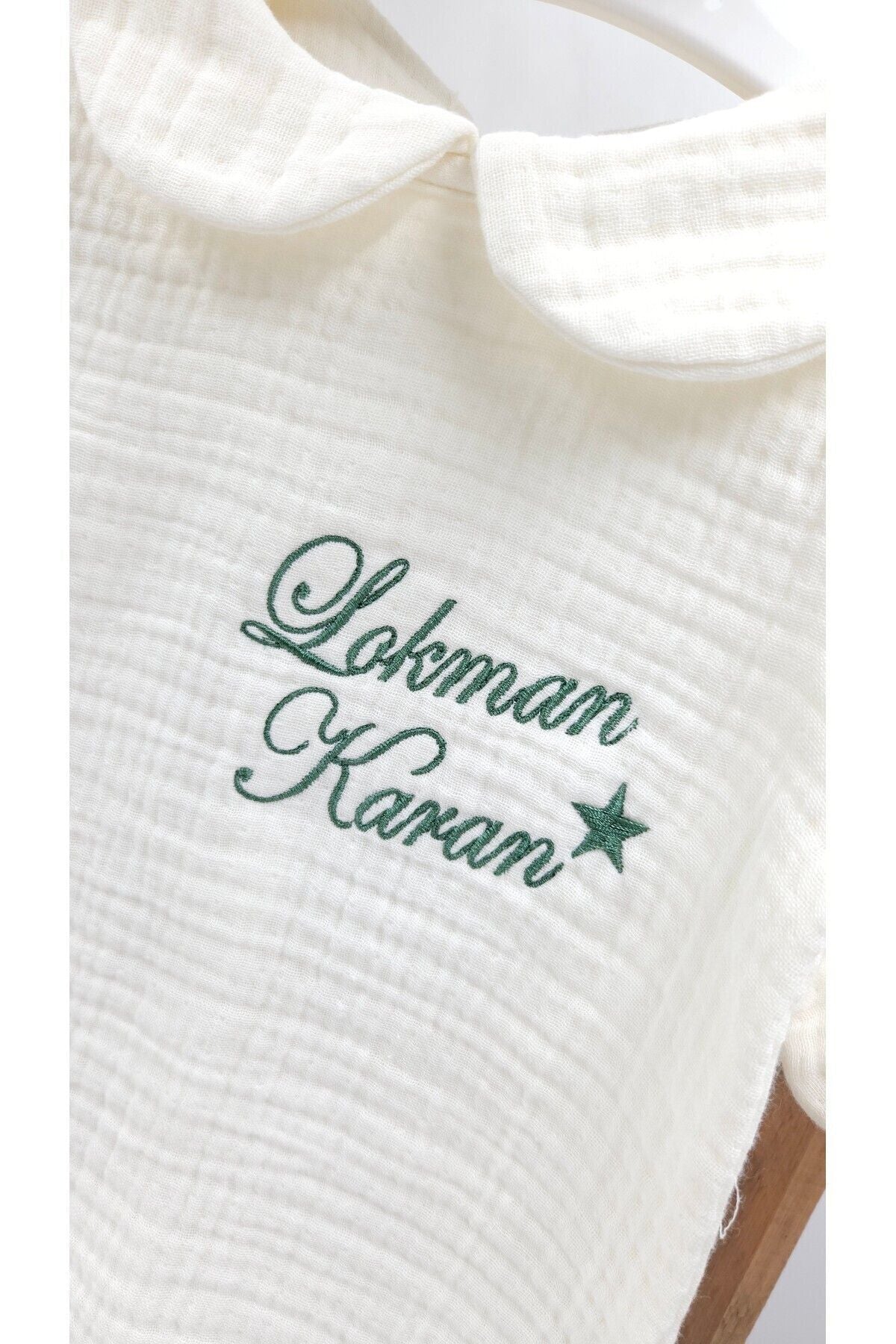 4 Katlı Müslin 2'li Hastane Çıkış Mevlüt Seti %100 Pamuk Organik (Kişiye Özgü İsimli Nakış Desenli)